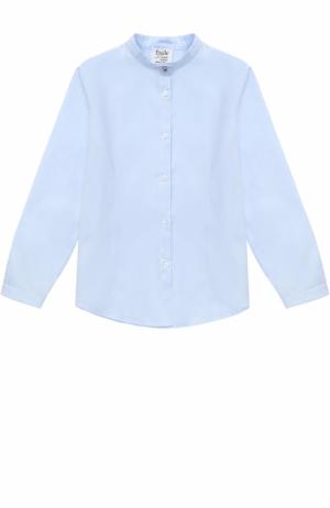 Хлопковая блуза прямого кроя с воротником-стойкой Aletta. Цвет: голубой