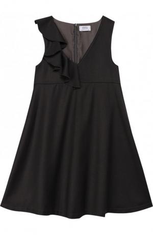Расклешенное платье с оборкой Aletta. Цвет: темно-серый
