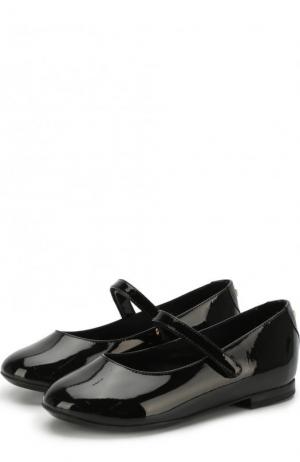 Лаковые балетки с застежками велькро Dolce & Gabbana. Цвет: черный