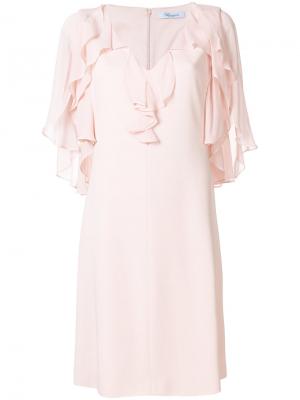 Платье с V-образным вырезом Blumarine. Цвет: розовый и фиолетовый
