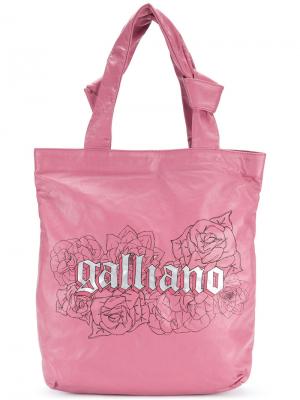 Сумка-тоут с принтом логотипа John Galliano. Цвет: розовый и фиолетовый