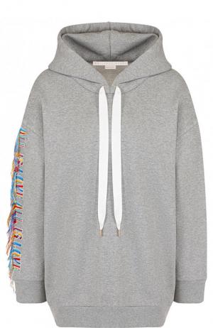Хлопковый пуловер с капюшоном и декоративной отделкой Stella McCartney. Цвет: серый