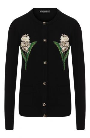 Кашемировый кардиган с декоративной отделкой Dolce & Gabbana. Цвет: черный