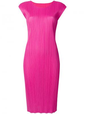 Приталенное платье миди Pleats Please By Issey Miyake. Цвет: розовый и фиолетовый