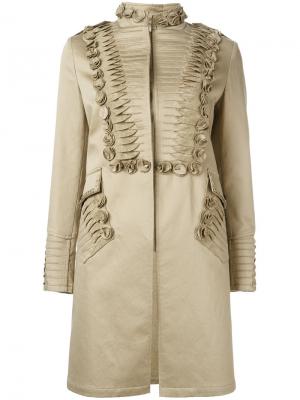 Пальто с плиссированными деталями Ermanno Scervino. Цвет: телесный