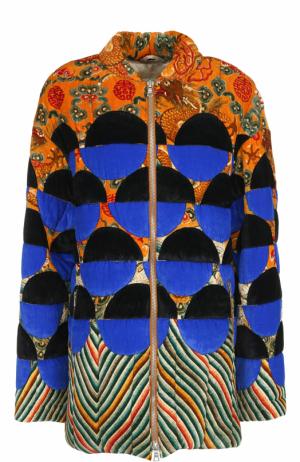 Удлиненная бархатная куртка на молнии Dries Van Noten. Цвет: разноцветный