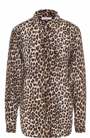 Шелковая блуза прямого кроя с леопардовым принтом Equipment. Цвет: леопардовый