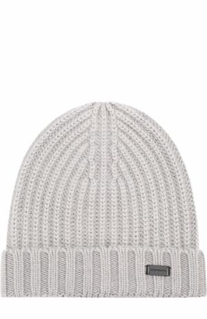Шерстяная шапка фактурной вязки Emporio Armani. Цвет: серый