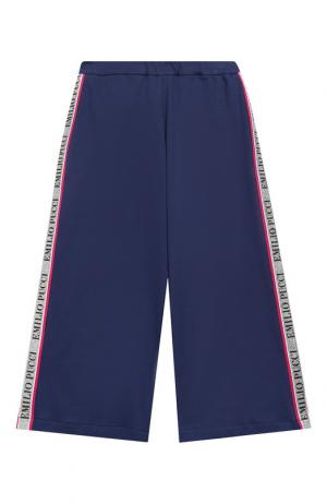 Укороченные брюки свободного кроя из хлопка Emilio Pucci. Цвет: синий