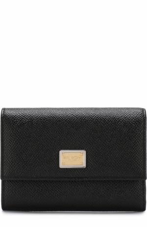 Кожаный кошелек с клапаном и логотипом бренда Dolce & Gabbana. Цвет: черный