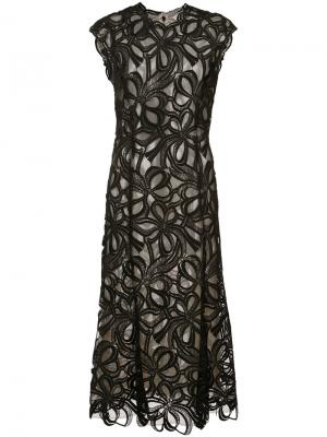 Кружевное гипюровое платье Monique Lhuillier. Цвет: чёрный