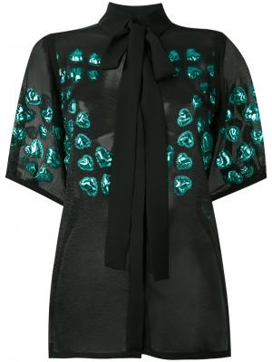 Полупрозрачная блузка с цветочной отделкой Elie Saab. Цвет: чёрный