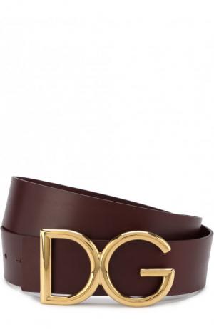 Кожаный ремень с фигурной пряжкой Dolce & Gabbana. Цвет: бордовый