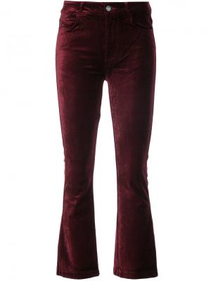 Бархатные укороченные брюки Paige. Цвет: красный