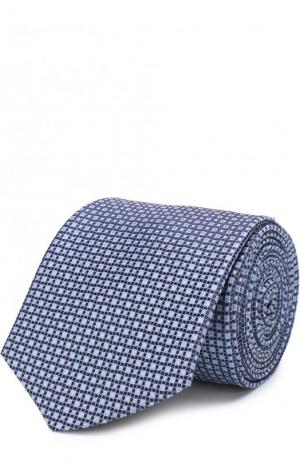 Шелковый галстук с узором BOSS. Цвет: синий