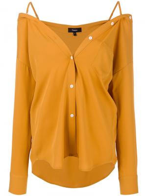 Рубашка с открытыми плечами Theory. Цвет: жёлтый и оранжевый