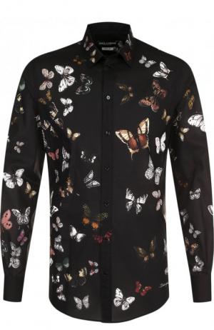 Хлопковая рубашка с принтом Dolce & Gabbana. Цвет: черный