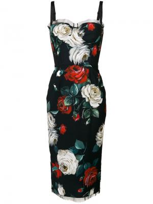 Платье-бюстье с цветочным принтом Dolce & Gabbana. Цвет: чёрный