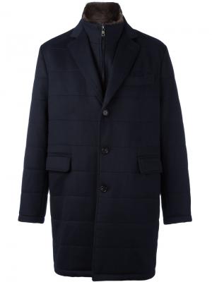 Однобортное пальто Liska. Цвет: синий