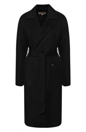 Однотонное пальто с поясом MICHAEL Kors. Цвет: черный