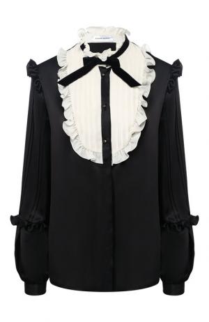 Шелковая блуза с контрастным воротником Zuhair Murad. Цвет: черно-белый