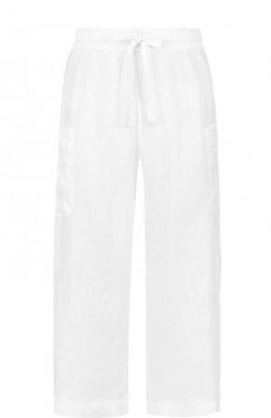 Укороченные льняные брюки с эластичным поясом Deha. Цвет: белый