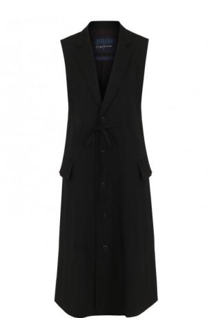 Удлиненный шерстяной жилет Yohji Yamamoto. Цвет: черный