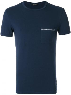 Пижамная футболка с логотипом Versace. Цвет: синий