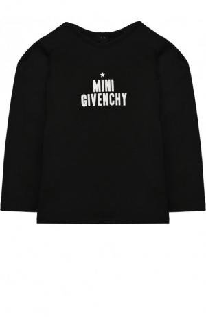 Хлопковый лонгслив с надписью Givenchy. Цвет: черный