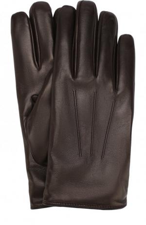 Кожаные перчатки Brioni. Цвет: темно-коричневый