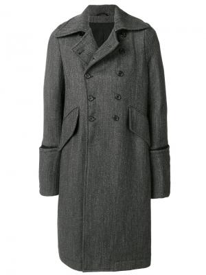Двубортное пальто Ann Demeulemeester. Цвет: серый