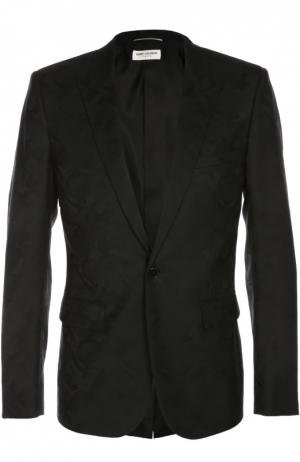 Шерстяной пиджак с камуфляжным принтом Saint Laurent. Цвет: черный