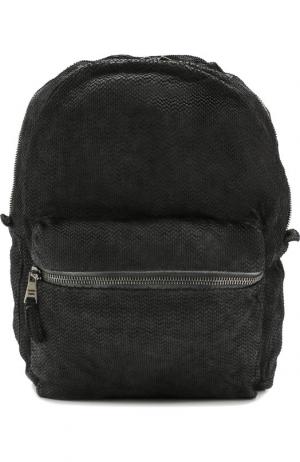 Кожаный рюкзак с внешним карманом на молнии Giorgio Brato. Цвет: черный