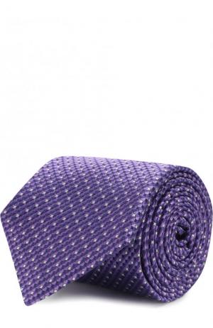 Шелковый галстук с узором Canali. Цвет: сиреневый
