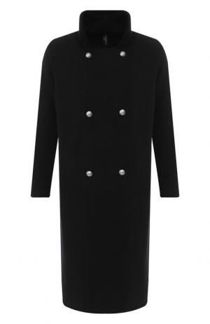 Двубортное пальто из шерсти с принтом Gemma. H. Цвет: черный