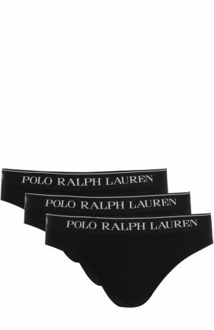 Комплект из трех хлопковых брифов с широкой резинкой Polo Ralph Lauren. Цвет: черный