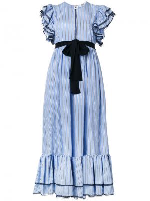 Платье в полоску с оборками MSGM. Цвет: синий