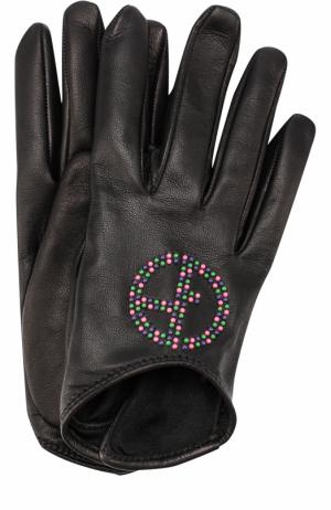 Кожаные перчатки с декоративной отделкой Giorgio Armani. Цвет: черный