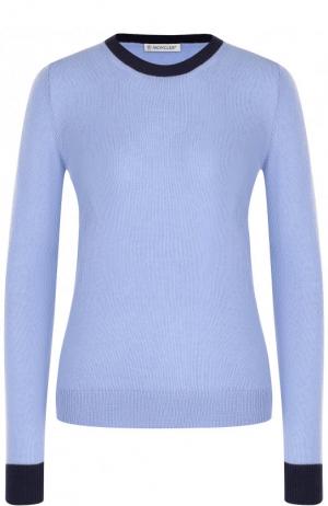 Кашемировый пуловер с круглым вырезом Moncler. Цвет: голубой
