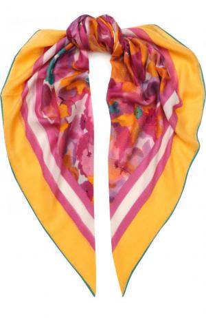 Шарф из смеси кашемира и шелка с цветочным принтом Loro Piana. Цвет: розовый