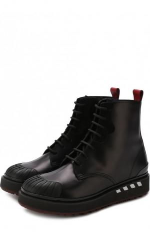 Высокие кожаные ботинки  Garavani на шнуровке с молнией Valentino. Цвет: черный