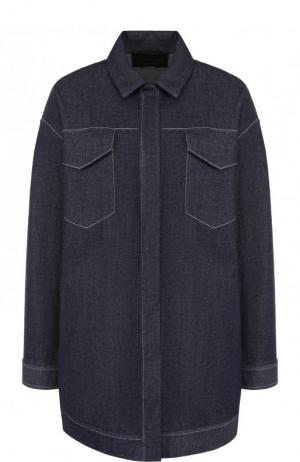 Джинсовая куртка свободного кроя с контрастной прострочкой Loro Piana. Цвет: темно-синий