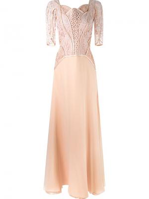 Вечернее платье с кружевным верхом Martha Medeiros. Цвет: розовый и фиолетовый