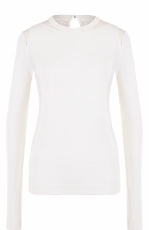 Шерстяной пуловер с прозрачными вставками Oscar de la Renta. Цвет: белый