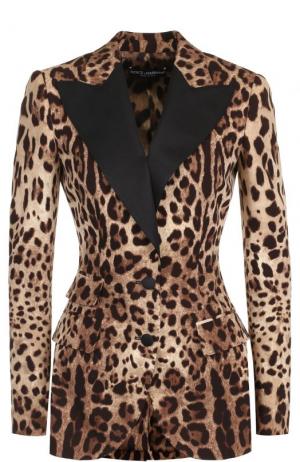 Приталенный жакет с леопардовым принтом Dolce & Gabbana. Цвет: леопардовый