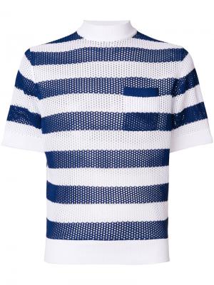 Трикотажная футболка в полоску Prada. Цвет: синий