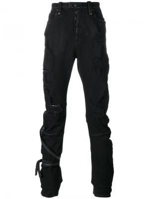 Рваные обтягивающие джинсы Unravel Project. Цвет: чёрный