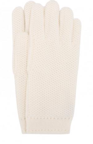 Кашемировые перчатки фактурной вязки Loro Piana. Цвет: белый