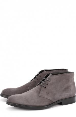 Замшевые ботинки на шнуровке Tod’s. Цвет: темно-серый