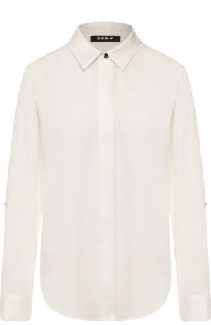 Однотонная блуза с отложным воротником DKNY. Цвет: белый